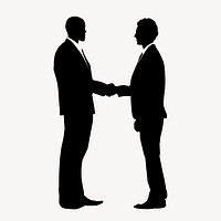 Businessmen shaking hands silhouette sticker, black design psd
