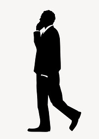Businessman silhouette sticker, phone call gesture vector