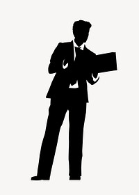 Businessman holding document silhouette sticker vector