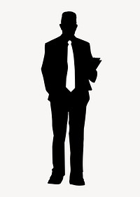 Businessman holding document silhouette sticker vector