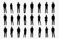 Business people silhouette, standing gesture set vector