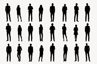 Business people silhouette, standing gesture set psd
