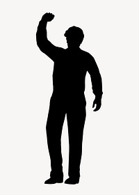 Man raising fist silhouette clipart, black design