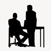 Businessmen silhouette, colleagues discussing work