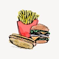 Fast food watercolor illustration vector. Free public domain CC0 graphic