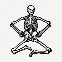 Human skeleton vintage illustration psd. Free public domain CC0 graphic