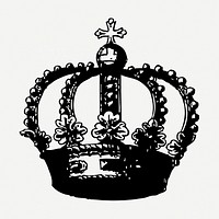 Vintage royal crown sticker psd. Free public domain CC0 graphic