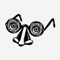 Funny fake eyeglasses nose illustration. Free public domain CC0 graphic