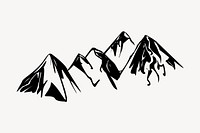 Vintage mountain clipart, nature illustration in black and white vector. Free public domain CC0 graphic