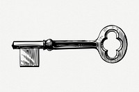 Vintage key clipart, antique object psd. Free public domain CC0 graphic