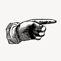 Vintage hand, pointing gesture illustration vector. Free public domain CC0 graphic