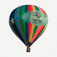 Hot air balloon, vintage transportation illustration psd. Free public domain CC0 graphic