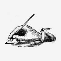 Hand holding fountain pen, vintage illustration. Free public domain CC0 graphic