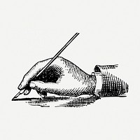 Hand holding fountain pen, vintage illustration psd. Free public domain CC0 graphic