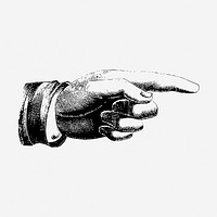 Pointing hand gesture, vintage illustration. Free public domain CC0 graphic