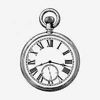 Vintage pocket watch, object illustration. Free public domain CC0 graphic