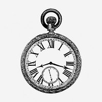 Pocket watch, vintage object illustration. Free public domain CC0 graphic