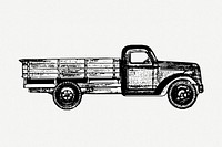 Truck illustration, vintage transportation clipart psd. Free public domain CC0 graphic