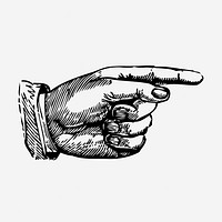 Vintage pointing hand illustration. Free public domain CC0 graphic