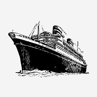Cruise ship, vintage transport illustration. Free public domain CC0 graphic