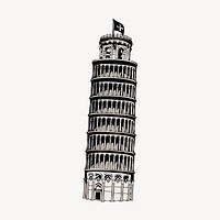 Leaning tower of Pisa clipart vector. Free public domain CC0 graphic