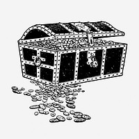 Pirate's treasure chest, vintage illustration. Free public domain CC0 graphic