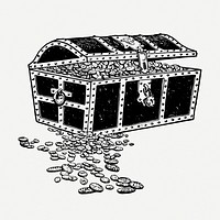 Pirate's treasure chest, vintage illustration psd. Free public domain CC0 graphic