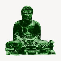 Buddha clipart, green religious statue vector. Free public domain CC0 graphic