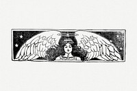 Vintage angel  clipart, woman illustration psd. Free public domain CC0 graphic