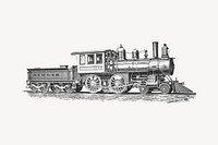 Vintage steam locomotive, transportation illustration vector. Free public domain CC0 graphic