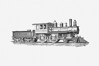 Steam locomotive, transportation illustration. Free public domain CC0 graphic