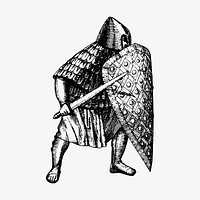 Medieval knight, vintage soldier illustration vector. Free public domain CC0 graphic