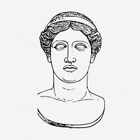 Ancient Greek goddess statue illustration. Free public domain CC0 graphic