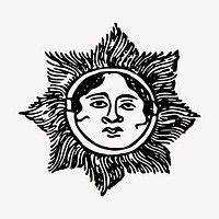 Vintage sun clipart, celestial art illustration vector. Free public domain CC0 graphic