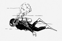 Scuba diver, vintage profession illustration. Free public domain CC0 graphic