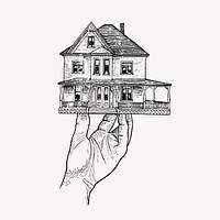 Hand holding house model illustration vector. Free public domain CC0 graphic