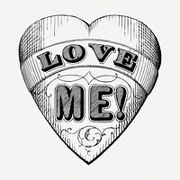 Love me  clipart, vintage badge psd. Free public domain CC0 graphic