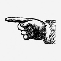 Hand gesture, pointing, vintage illustration. Free public domain CC0 graphic