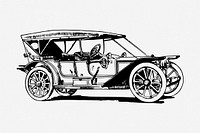 Vintage car, transportation illustration. Free public domain CC0 graphic