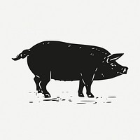 Black pig, vintage farm animal illustration psd. Free public domain CC0 graphic