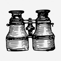 Vintage binoculars, travel object illustration. Free public domain CC0 graphic