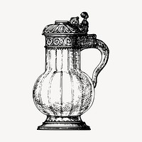 Antique jug clipart, vintage illustration vector. Free public domain CC0 image.