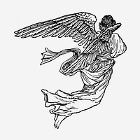 Vintage angel, spirituality hand drawn illustration. Free public domain CC0 image.