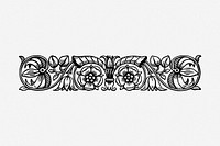 Floral border hand drawn illustration. Free public domain CC0 image.