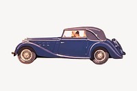 1920s car clipart, vintage illustration vector. 