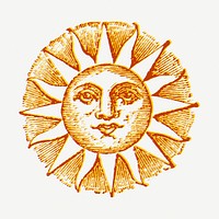 Mystical sun collage element, vintage illustration psd. Free public domain CC0 image.