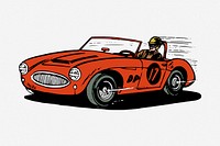 Car racing hand drawn illustration. Free public domain CC0 image.