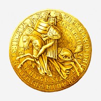 Medieval coin hand drawn illustration. Free public domain CC0 image.