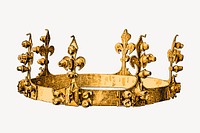 Royal gold crown clipart, vintage illustration vector. Free public domain CC0 image.