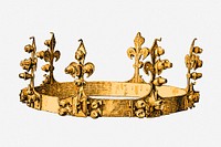 Royal gold crown hand drawn illustration. Free public domain CC0 image.